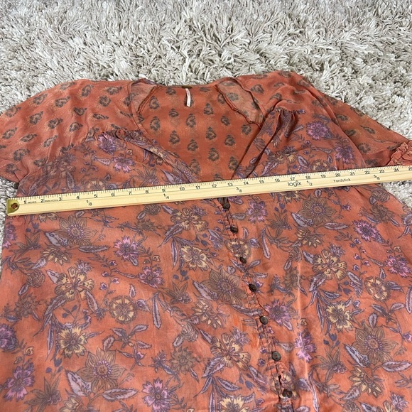 Free People Sheer Bell Long Sleeves MultiColored Kimono Overlay 3/4 Size… - Picture 16 of 16